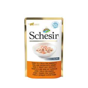 Schesir Cat Pouch Wet Food Tuna with Chicken with Shrimp 50g