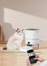 TaraPet App Control, 4L Dry Food Auto Dispenser with Portion Control [Stainless Steel + Slow Food Bowls] UK plug, 4L, Smart 480P Camera Pet Feeder, Dual bowls, Black, White (Black) - Image 3