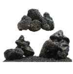 Tankii Natural Black Lava Stone Rocks for Aquarium Fish Tank Decoration / 1Kg