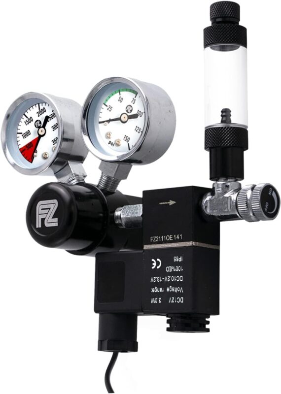 Tankii AC0100 DC Solenoid Dual Gauge Co2 Regulator Aquarium Premium Mini Aquarium Co2 Regulators for Aquariums