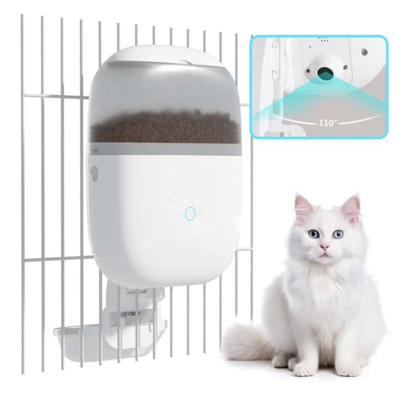 TaraPet New Luxury Cage Style Intelligent Cat Rabbit Feeder 200W ultra clear Camera APP Remote Pet Feeding Machine