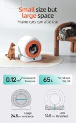 TaraPet Q-Clean Smart Cat Litter Box, White with Orange Accent, Self-Cleaning, App-Enabled, 70L Capacity, Multi-Cat Recognition, Ozone Deodorization System - Image 4