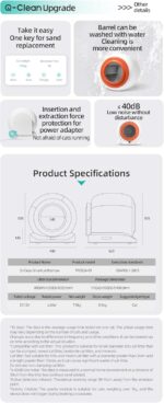 TaraPet Q-Clean Smart Cat Litter Box, White with Orange Accent, Self-Cleaning, App-Enabled, 70L Capacity, Multi-Cat Recognition, Ozone Deodorization System - Image 9