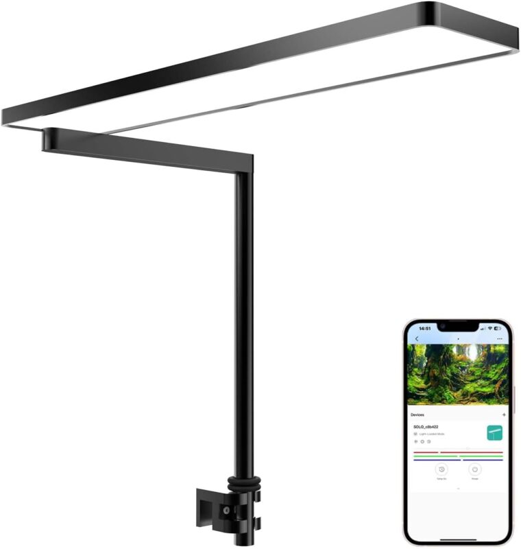 Tankii Solo Series Nano Led Full Spectrum Dimmable App Controlled Aquarium Light for Planted Freshwater Aquariums