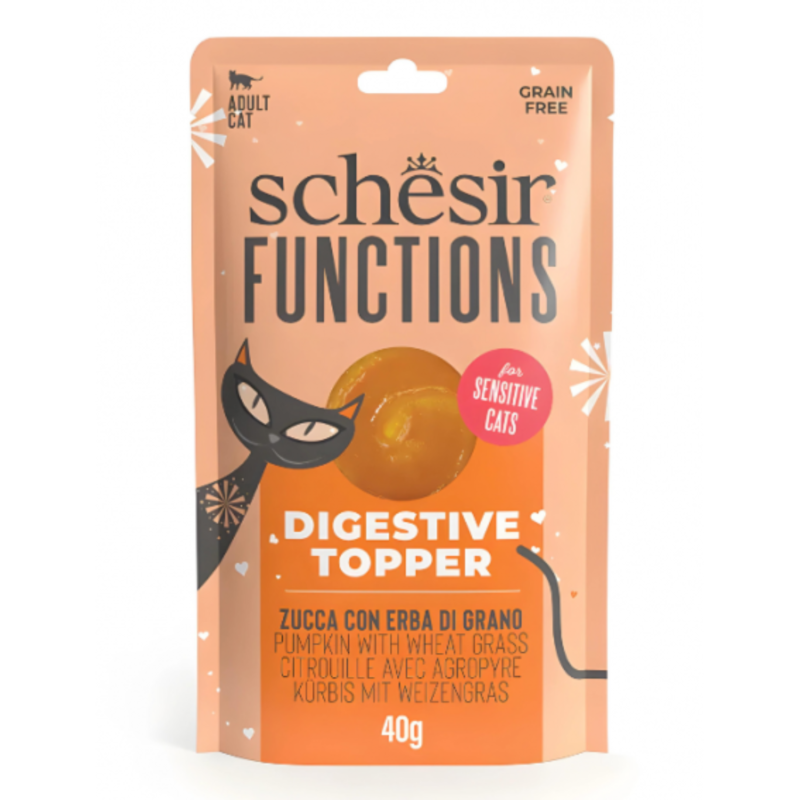 Schesir Functions Cat Pouch Digestive Topper Pumpkin With Wheat Grass 40g