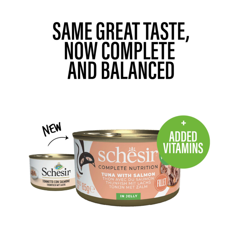 Schesir Complete & Balanced Nutrition Wet Cat Food in Jelly Can- Tuna With Salmon